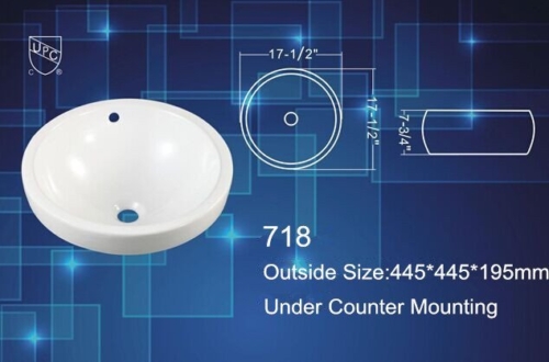 17-1/2" round vitreous china above counter with cupc sink