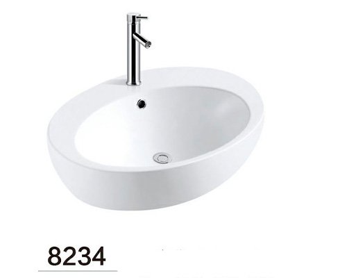 Oval ceramic table top basin with one tap hole