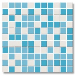 25*25mm white and blue ceramic glazed pool mosaic tile