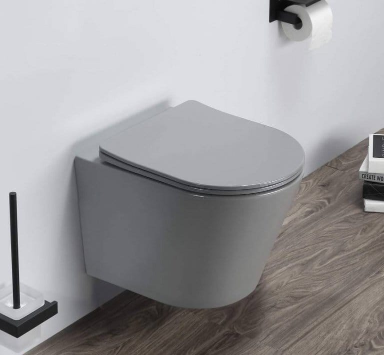 modern matte grey wall hung rimless toilet
