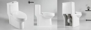 glossy white one piece toilet s trap