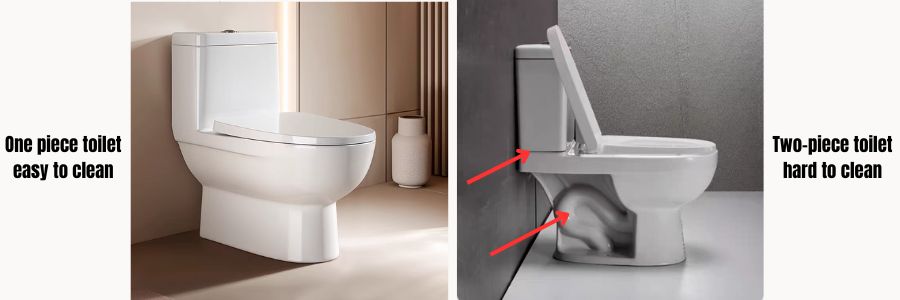 one piece vs two piece toilets clean remaintain