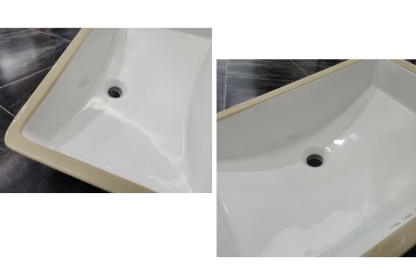 even glazing of bathroom sink