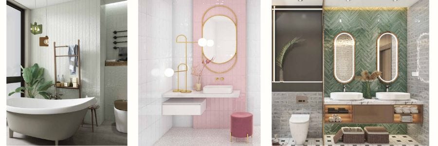 stunning shower wall with subway tile