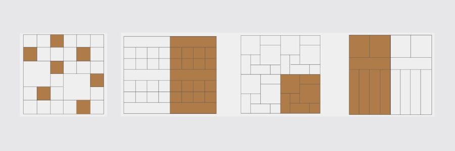 mixed subway tile layout