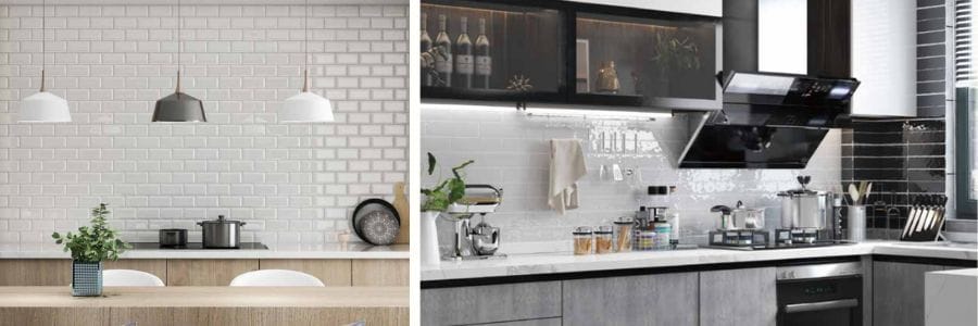 white kitchen subway tile