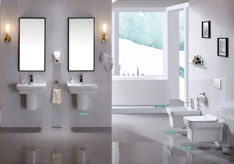 classic glossy white bathroom