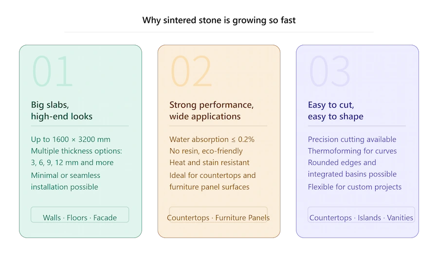 sintered stone three advantages
